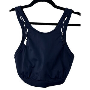 ATHLETA Bikini Swim Top Criss Cross Wired Blue SZ 34 D/DD A16